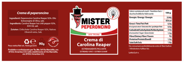 etichetta crema di carolina reaper